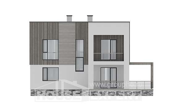150-017-П Проект двухэтажного дома, скромный коттедж из блока Тейково, House Expert