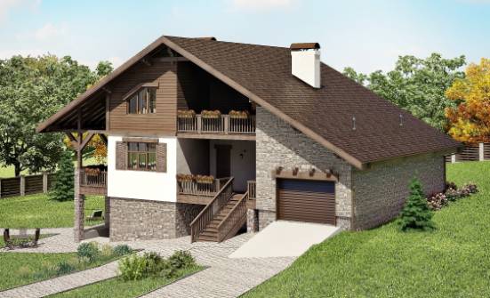 300-003-П Проект трехэтажного дома мансардой и гаражом, красивый домик из кирпича, Кинешма
