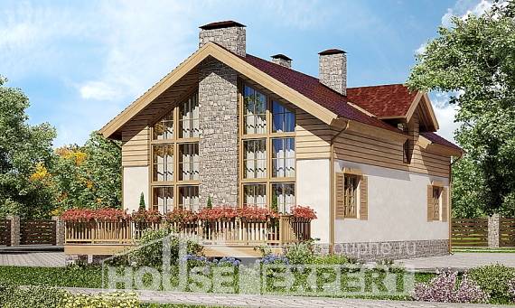 165-002-П Проект двухэтажного дома мансардой, гараж, бюджетный загородный дом из пеноблока Кинешма, House Expert